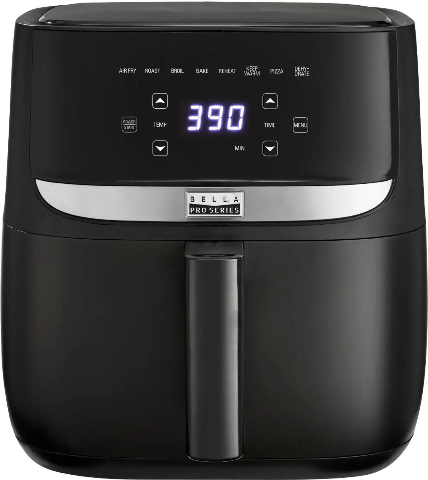 Bella Digital Window Air Fryer 8Quart with 8 One Touch- Function Black