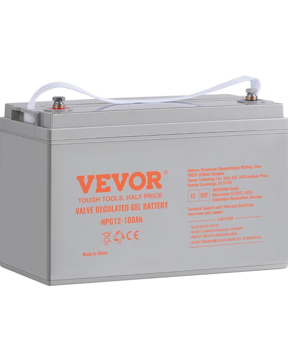 Vevor Value Regulated Gel Batteries- 12V100AH