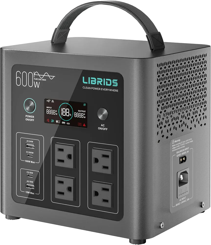 Portable Power Station 640Wh, 1200W Surge, Solar Generator 4 AC
Backup LiFePO4 Battery, 1.5Hr Charge, 10ms UPS, 8 Ports, Pure Sine Wave Metal Design for RV Camping, Home Backup & Emergency