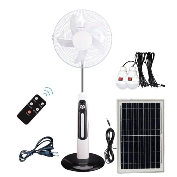 18" Solar Fan With Solar Panel, Remote & Light Bulb