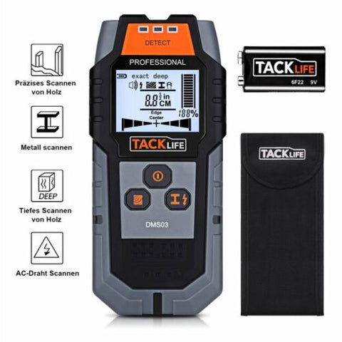TACK LIFE Stud Finder, Wall Scanner 3 in 1 Metal, Wood Wall Detector - DMS03