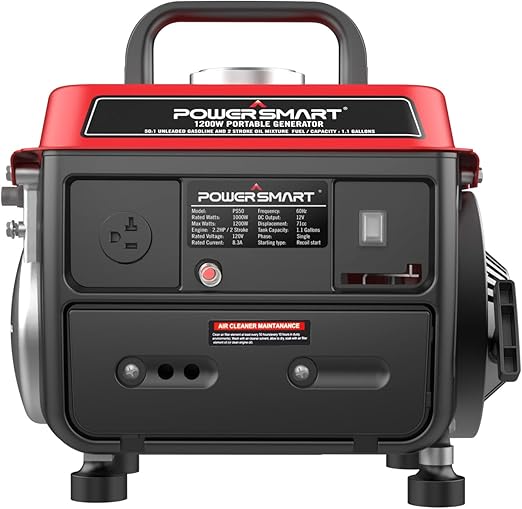 PowerSmart 1200W Gas Fuel Generator Portable Inverter for Camping Outdoor, Low Noise with AC Outlet

Brand- PowerSmart
Wattage- 1200 watts
Fuel Type- Gas
Power Source- Gas-Powered
Recommended Uses For Product- Residential, Camping
Item Weight- 37.6 Pounds
