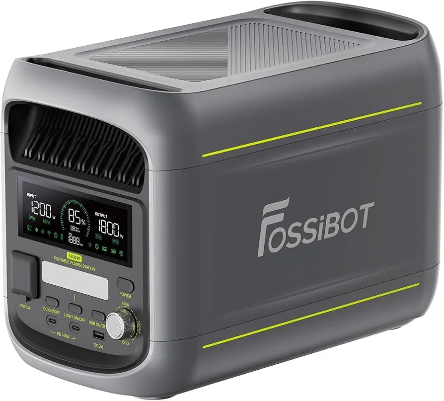 F1800 Portable Power Stetion 1800W (3600W Surge), 1024Wh Solar Generator with LiFePO4 Battery, 10ms Seamless UPS, Pure Sine Wave AC Outlets for Home Backup, Camping, RV, Emergency Emergency